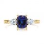 14k Yellow Gold 14k Yellow Gold Three Stone Alexandrite And Pear Diamond Engagement Ring - Top View -  105844 - Thumbnail
