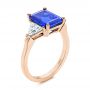 14k Rose Gold 14k Rose Gold Three Stone Blue Sapphire And Diamond Engagement Ring - Three-Quarter View -  106643 - Thumbnail