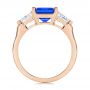 14k Rose Gold 14k Rose Gold Three Stone Blue Sapphire And Diamond Engagement Ring - Front View -  106643 - Thumbnail
