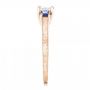 18k Rose Gold 18k Rose Gold Three Stone Blue Sapphire And Diamond Engagement Ring - Side View -  102020 - Thumbnail