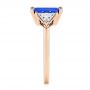 18k Rose Gold 18k Rose Gold Three Stone Blue Sapphire And Diamond Engagement Ring - Side View -  106643 - Thumbnail