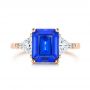 18k Rose Gold 18k Rose Gold Three Stone Blue Sapphire And Diamond Engagement Ring - Top View -  106643 - Thumbnail