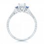 14k White Gold Three Stone Blue Sapphire And Diamond Engagement Ring - Front View -  102020 - Thumbnail