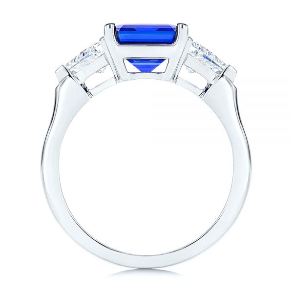 Platinum Platinum Three Stone Blue Sapphire And Diamond Engagement Ring - Front View - 106643