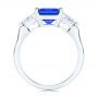 Three Stone Blue Sapphire And Diamond Engagement Ring - Front View -  106643 - Thumbnail