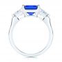 18k White Gold 18k White Gold Three Stone Blue Sapphire And Diamond Engagement Ring - Front View -  106643 - Thumbnail