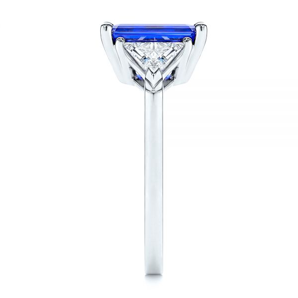 Platinum Platinum Three Stone Blue Sapphire And Diamond Engagement Ring - Side View - 106643