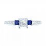 14k White Gold Three Stone Blue Sapphire And Diamond Engagement Ring - Top View -  102020 - Thumbnail