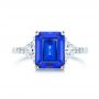  Platinum Platinum Three Stone Blue Sapphire And Diamond Engagement Ring - Top View -  106643 - Thumbnail