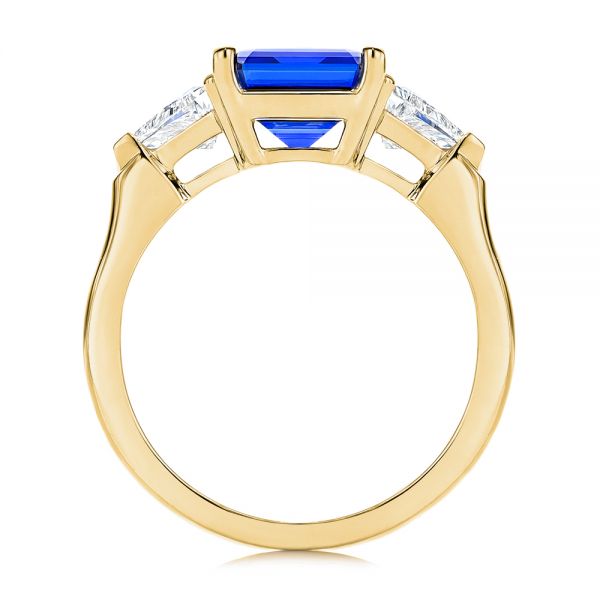 14k Yellow Gold 14k Yellow Gold Three Stone Blue Sapphire And Diamond Engagement Ring - Front View - 106643