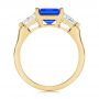 14k Yellow Gold 14k Yellow Gold Three Stone Blue Sapphire And Diamond Engagement Ring - Front View -  106643 - Thumbnail
