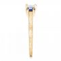 18k Yellow Gold 18k Yellow Gold Three Stone Blue Sapphire And Diamond Engagement Ring - Side View -  102020 - Thumbnail