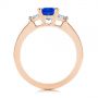 18k Rose Gold 18k Rose Gold Three Stone Blue Sapphire And Half Moon Diamond Engagement Ring - Front View -  105829 - Thumbnail
