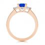 14k Rose Gold 14k Rose Gold Three Stone Blue Sapphire And Half Moon Diamond Engagement Ring - Front View -  105829 - Thumbnail