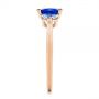 18k Rose Gold 18k Rose Gold Three Stone Blue Sapphire And Half Moon Diamond Engagement Ring - Side View -  105829 - Thumbnail