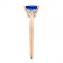 14k Rose Gold 14k Rose Gold Three Stone Blue Sapphire And Half Moon Diamond Engagement Ring - Side View -  105829 - Thumbnail