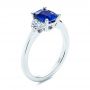  Platinum Three Stone Blue Sapphire And Half Moon Diamond Engagement Ring - Three-Quarter View -  105829 - Thumbnail
