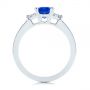  Platinum Three Stone Blue Sapphire And Half Moon Diamond Engagement Ring - Front View -  105829 - Thumbnail