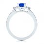 18k White Gold 18k White Gold Three Stone Blue Sapphire And Half Moon Diamond Engagement Ring - Front View -  105829 - Thumbnail