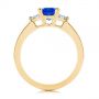 18k Yellow Gold 18k Yellow Gold Three Stone Blue Sapphire And Half Moon Diamond Engagement Ring - Front View -  105829 - Thumbnail