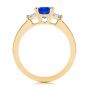 14k Yellow Gold 14k Yellow Gold Three Stone Blue Sapphire And Half Moon Diamond Engagement Ring - Front View -  105829 - Thumbnail