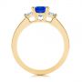 14k Yellow Gold 14k Yellow Gold Three Stone Blue Sapphire And Half Moon Diamond Engagement Ring - Front View -  105829 - Thumbnail