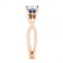 18k Rose Gold 18k Rose Gold Three Stone Blue Sapphire And Moissanite Engagement Ring - Side View -  105201 - Thumbnail