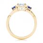 18k Yellow Gold 18k Yellow Gold Three Stone Blue Sapphire And Moissanite Engagement Ring - Front View -  105201 - Thumbnail