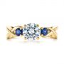 14k Yellow Gold 14k Yellow Gold Three Stone Blue Sapphire And Moissanite Engagement Ring - Top View -  105201 - Thumbnail