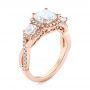 14k Rose Gold Three Stone Cushion Diamond Criss Cross Engagement Ring - Three-Quarter View -  105123 - Thumbnail