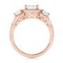 18k Rose Gold 18k Rose Gold Three Stone Cushion Diamond Criss Cross Engagement Ring - Front View -  105123 - Thumbnail