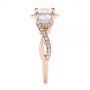 14k Rose Gold Three Stone Cushion Diamond Criss Cross Engagement Ring - Side View -  105123 - Thumbnail