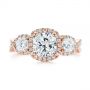 18k Rose Gold 18k Rose Gold Three Stone Cushion Diamond Criss Cross Engagement Ring - Top View -  105123 - Thumbnail