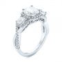 18k White Gold 18k White Gold Three Stone Cushion Diamond Criss Cross Engagement Ring - Three-Quarter View -  105123 - Thumbnail