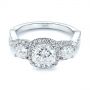 14k White Gold 14k White Gold Three Stone Cushion Diamond Criss Cross Engagement Ring - Flat View -  105123 - Thumbnail