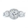 18k White Gold 18k White Gold Three Stone Cushion Diamond Criss Cross Engagement Ring - Top View -  105123 - Thumbnail