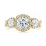18k Yellow Gold 18k Yellow Gold Three Stone Cushion Diamond Criss Cross Engagement Ring - Top View -  105123 - Thumbnail