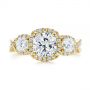 18k Yellow Gold 18k Yellow Gold Three Stone Cushion Diamond Criss Cross Engagement Ring - Top View -  105123 - Thumbnail