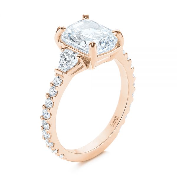 14k Rose Gold 14k Rose Gold Three Stone Diamond Engagement Ring - Three-Quarter View -  105853