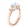 18k Rose Gold 18k Rose Gold Three Stone Diamond Engagement Ring - Three-Quarter View -  1286 - Thumbnail