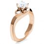 18k Rose Gold 18k Rose Gold Three Stone Diamond Engagement Ring - Three-Quarter View -  214 - Thumbnail