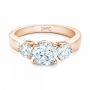 18k Rose Gold 18k Rose Gold Three Stone Diamond Engagement Ring - Flat View -  100329 - Thumbnail