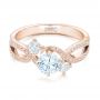 18k Rose Gold And Platinum 18k Rose Gold And Platinum Three Stone Diamond Engagement Ring - Flat View -  102088 - Thumbnail