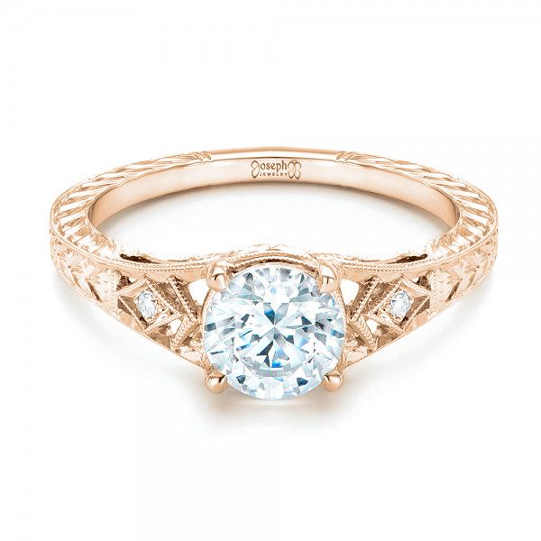 14k Rose Gold 14k Rose Gold Three-stone Diamond Engagement Ring - Flat View -  102674