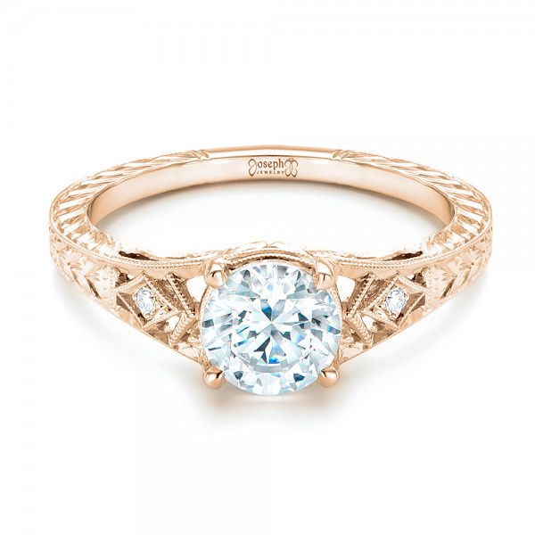 14k Rose Gold 14k Rose Gold Three-stone Diamond Engagement Ring - Flat View - 102674