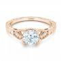 18k Rose Gold 18k Rose Gold Three-stone Diamond Engagement Ring - Flat View -  102674 - Thumbnail