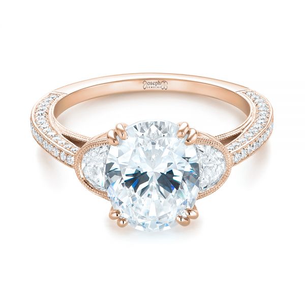 14k Rose Gold 14k Rose Gold Three-stone Diamond Engagement Ring - Flat View - 103774