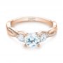 14k Rose Gold 14k Rose Gold Three Stone Diamond Engagement Ring - Flat View -  104011 - Thumbnail