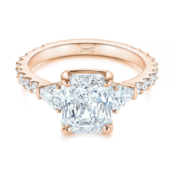 14k Rose Gold 14k Rose Gold Three Stone Diamond Engagement Ring - Flat View -  105853