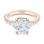 18k Rose Gold 18k Rose Gold Three Stone Diamond Engagement Ring - Flat View -  105853 - Thumbnail